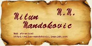 Milun Mandoković vizit kartica